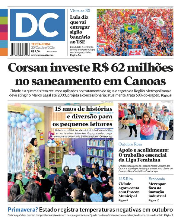 Capa do jornal Diario de Canoas de 20/10/2026